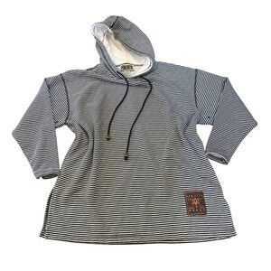 Forenza Hoodie Mens Blue Good Vintage Striped Coastal Pullover SIZE L‎
